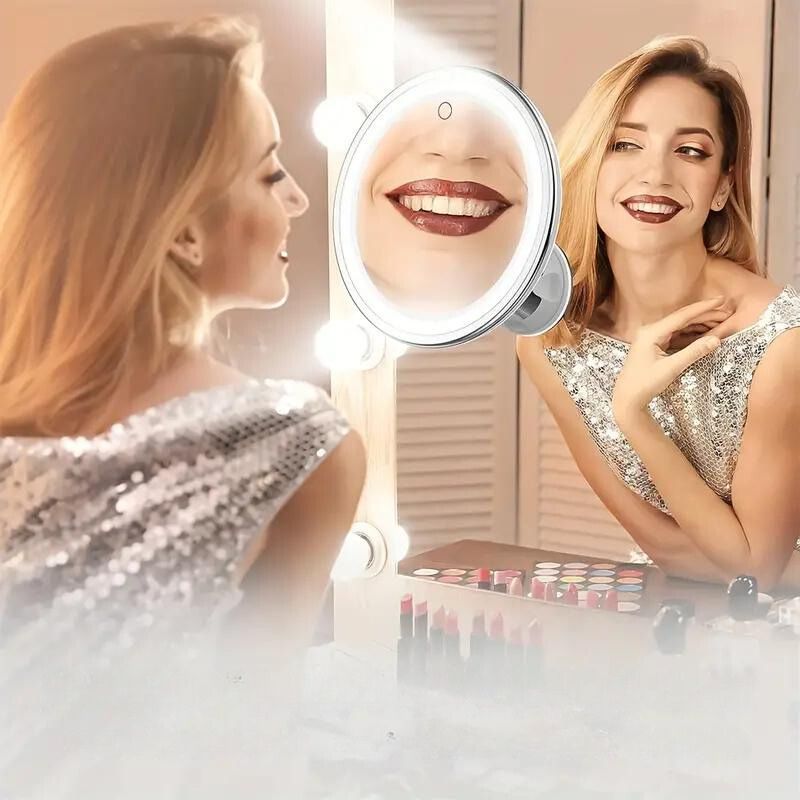 Miroir grossissant éclairé avec ventouse