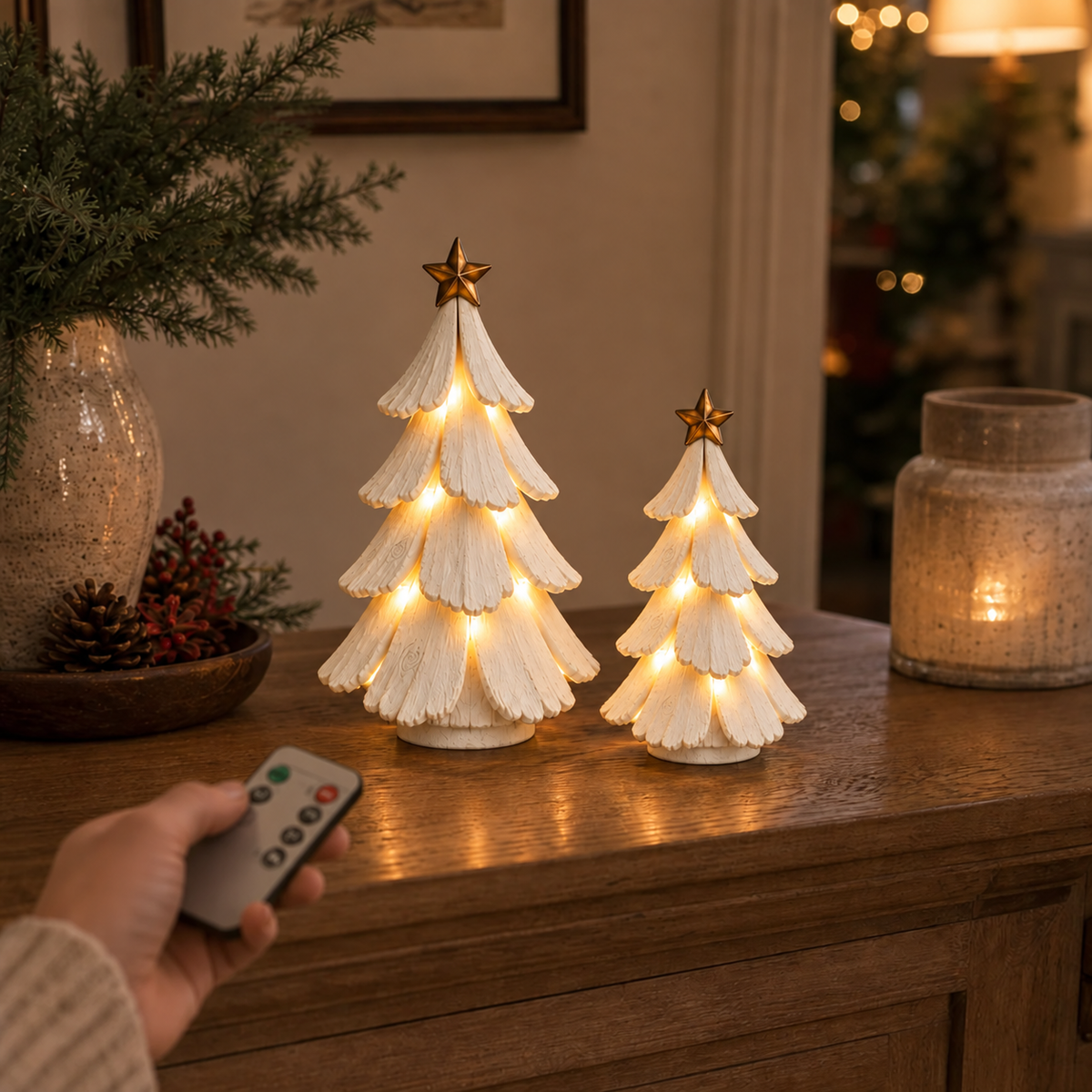 Lighted Vintage-Style Christmas Tree Figurines (Set of 2)