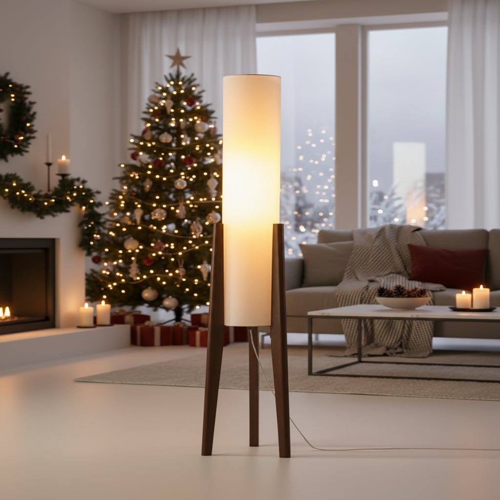 LIGNELUX – Scandinavian floor lamp made of walnut wood with dimmable LED lighting