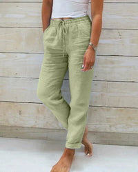 Pantalon en Lin Aéré Femme Coupe Large et Légère
