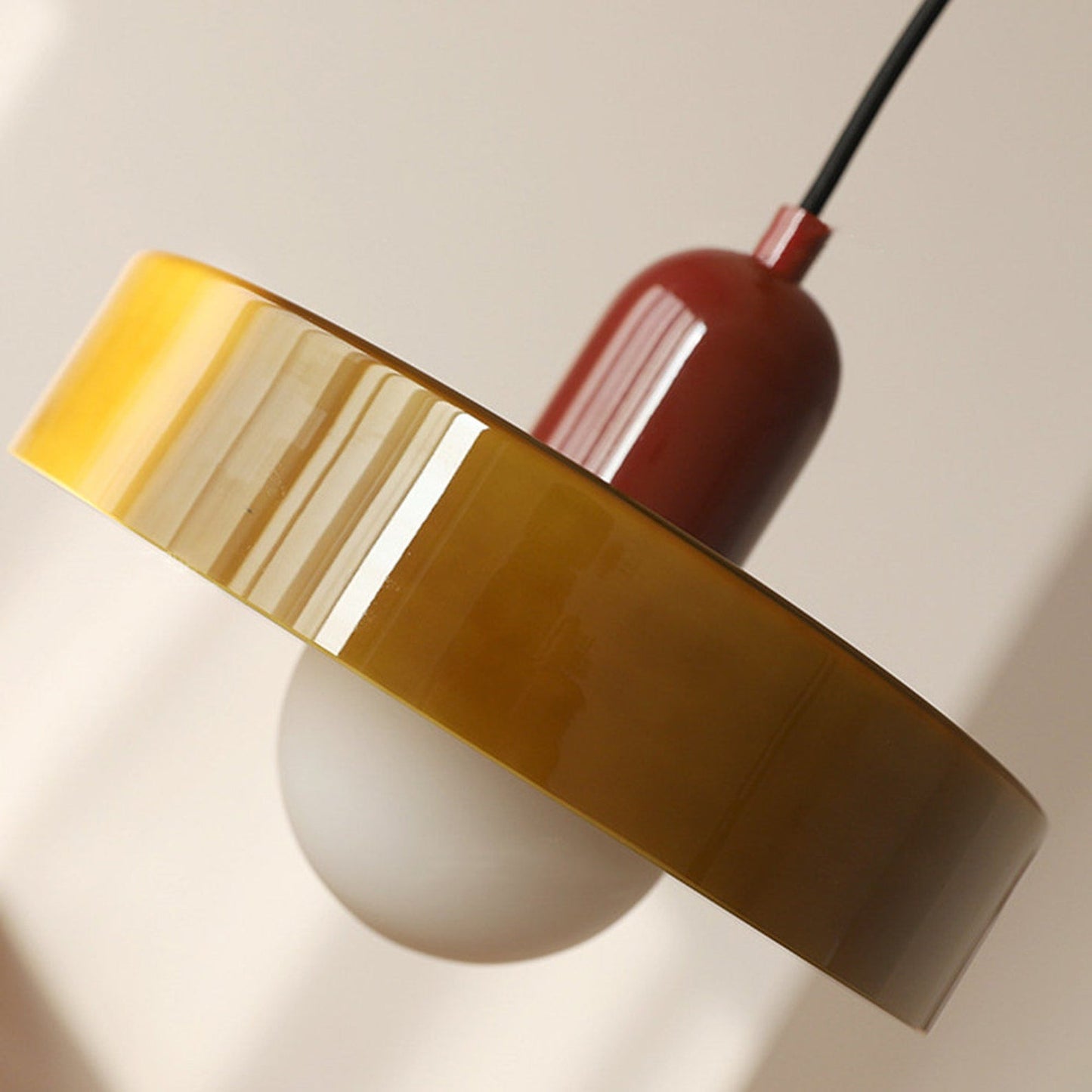Liora Bauhaus Colored Glass Pendant Light With Adjustable Height