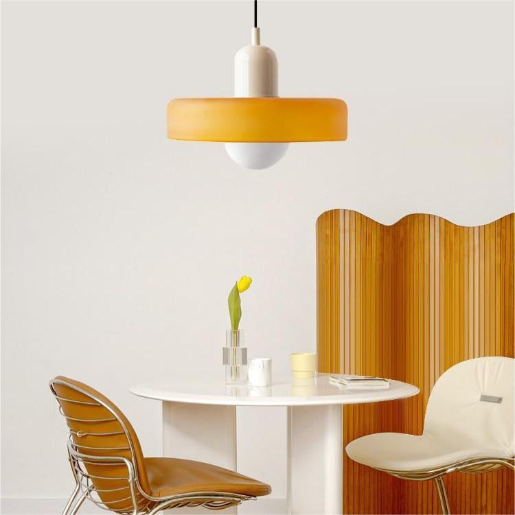 Liora Bauhaus Colored Glass Pendant Light With Adjustable Height