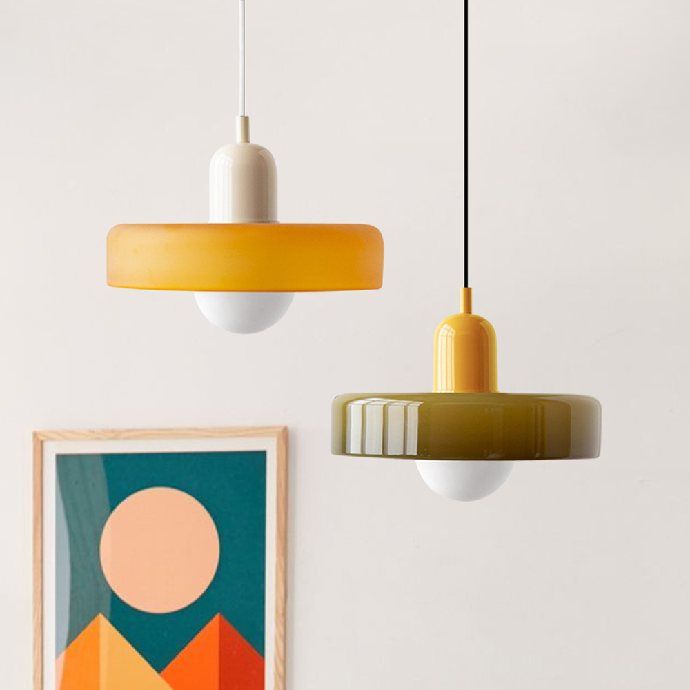 Liora Bauhaus Colored Glass Pendant Light With Adjustable Height