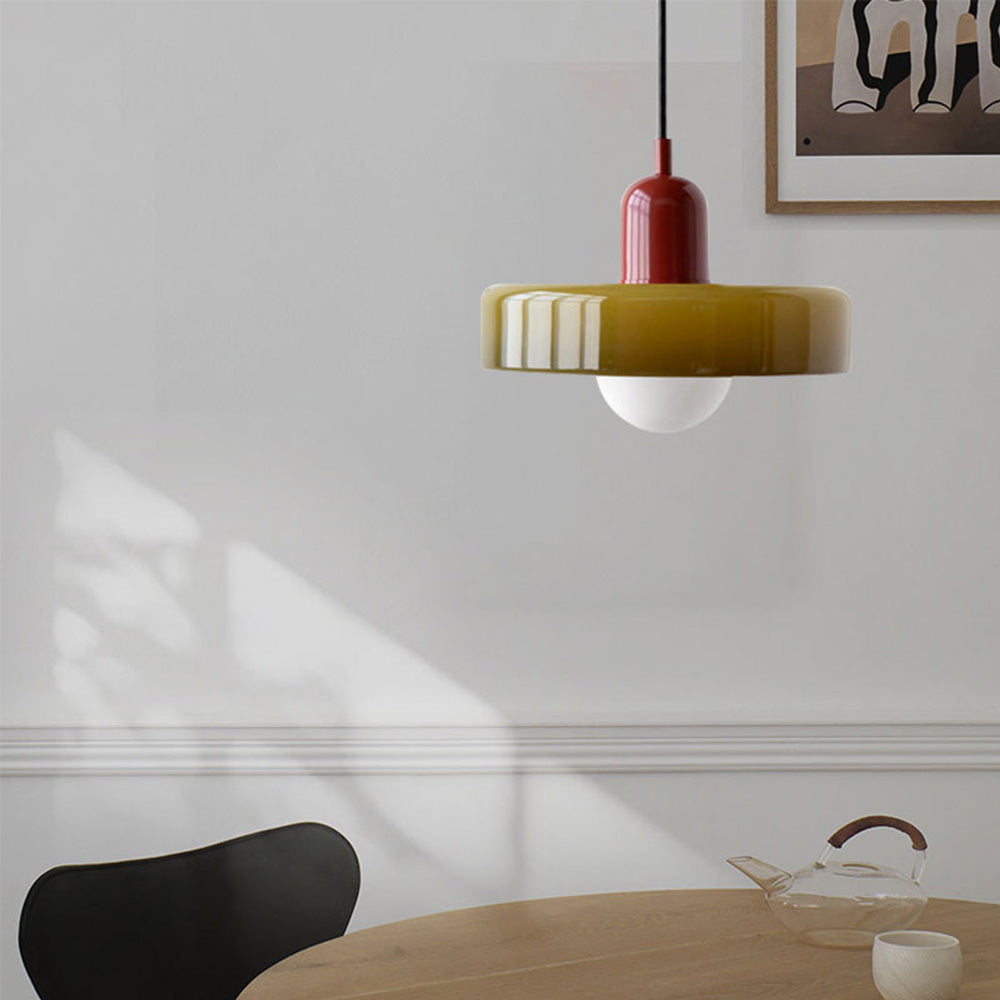 Liora Bauhaus Colored Glass Pendant Light With Adjustable Height