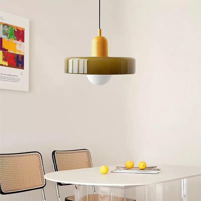 Liora Bauhaus Colored Glass Pendant Light With Adjustable Height