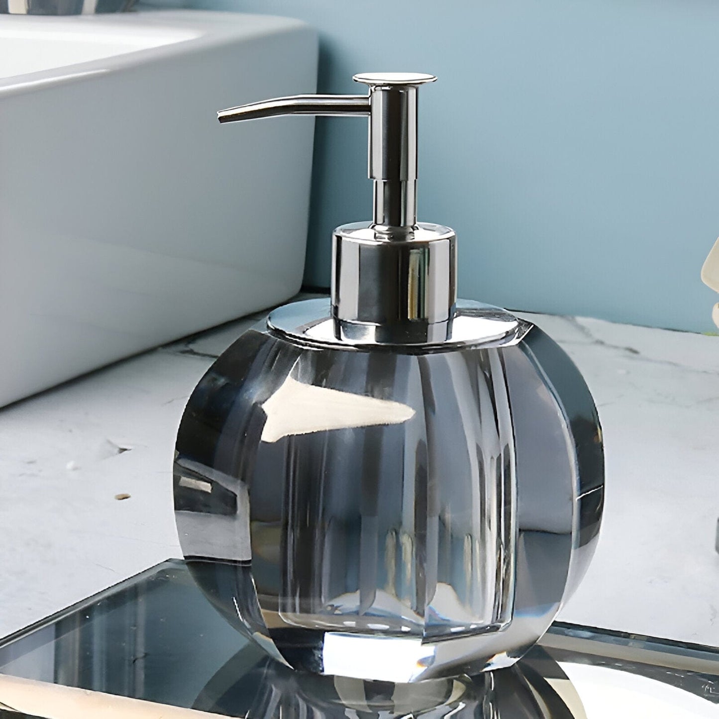 LustreEdge Crystal Glass Bath Accessory Set Elevates Decor
