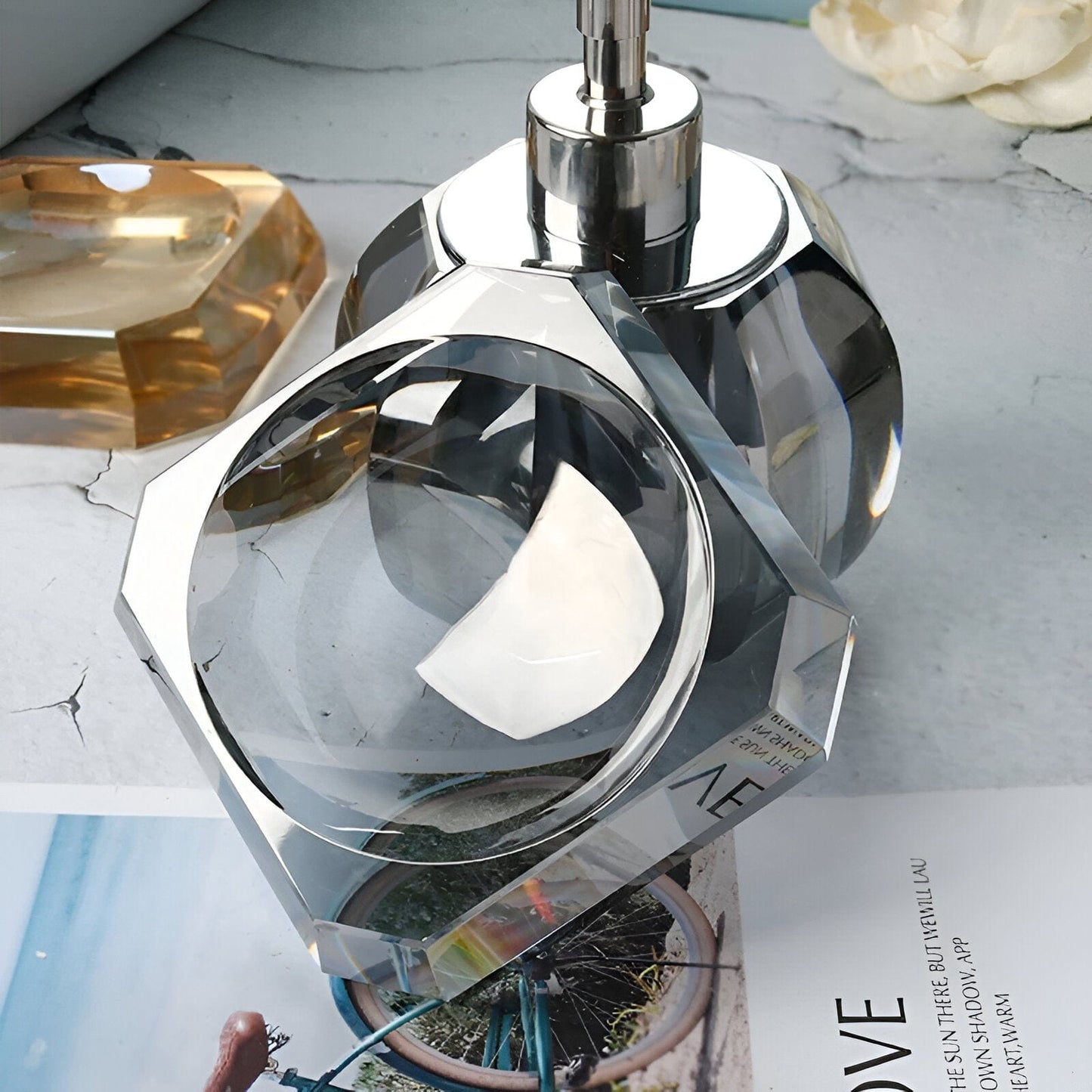 LustreEdge Crystal Glass Bath Accessory Set Elevates Decor