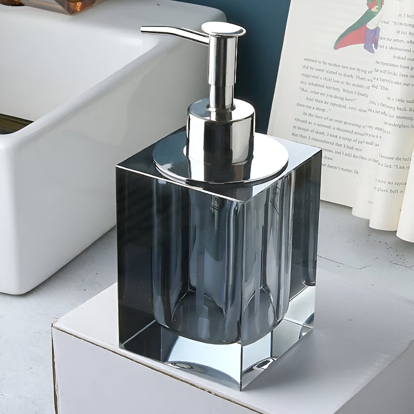 LustreEdge Crystal Glass Bath Accessory Set Elevates Decor