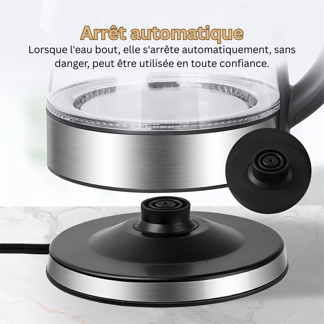 Luxury Glass Electric Kettle AquaElegance | Rapid Boil 2L with LED Light, Automatic Shut-off and Boil-Dry Protection for Safe and Stylish Use in the Kitchen