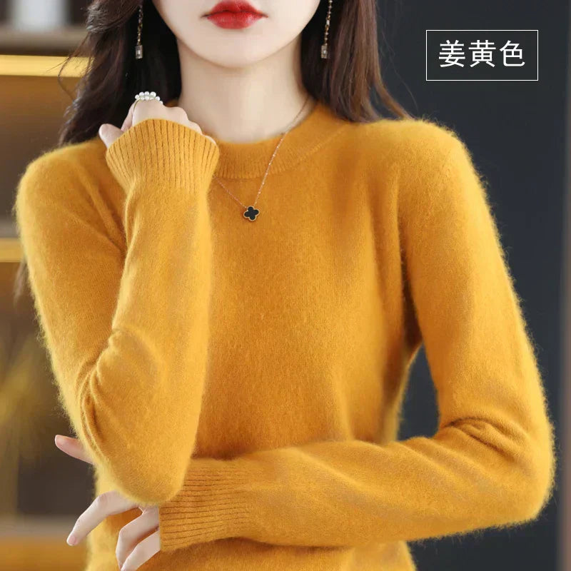 Lyrawea Women’s 100% Cashmere O-Neck Sweater Slim Fit