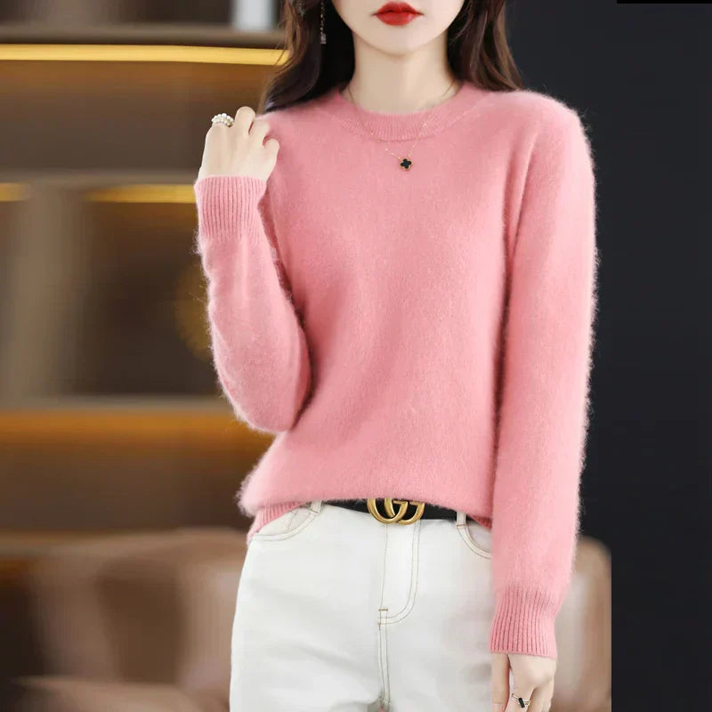Lyrawea Women’s 100% Cashmere O-Neck Sweater Slim Fit