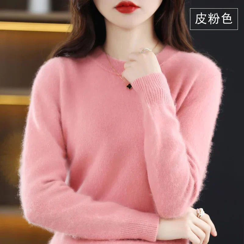 Lyrawea Women’s 100% Cashmere O-Neck Sweater Slim Fit