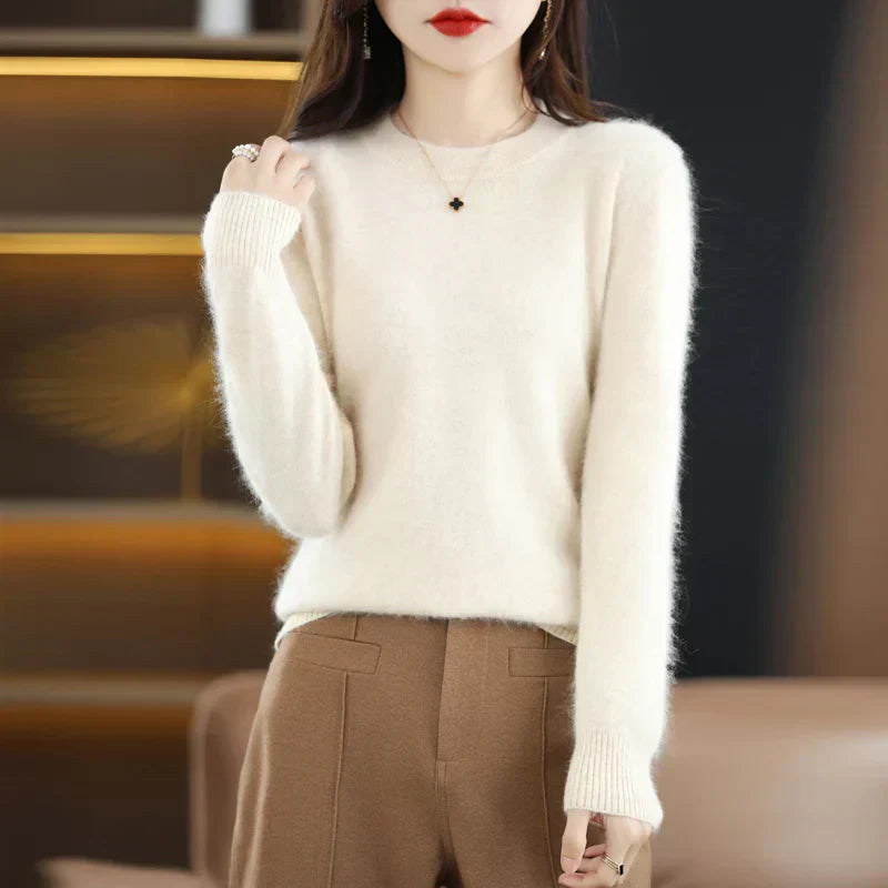 Lyrawea Women’s 100% Cashmere O-Neck Sweater Slim Fit