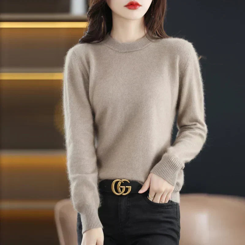 Lyrawea Women’s 100% Cashmere O-Neck Sweater Slim Fit