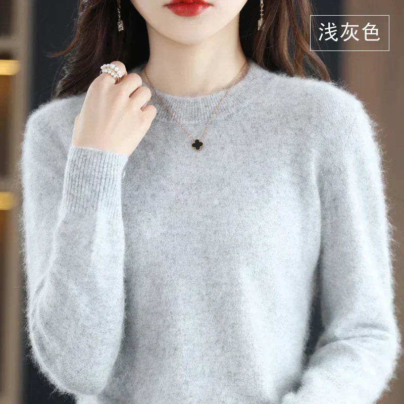 Lyrawea Women’s 100% Cashmere O-Neck Sweater Slim Fit