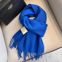 Bufanda Estrecha de Lana Lyvara para Invierno Unisex Color Sólido, Cálida y Suave
