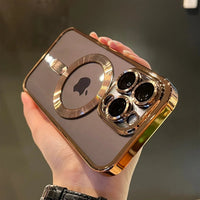 Étui souple magnétique avec finition dorée pour iPhone – protection et style