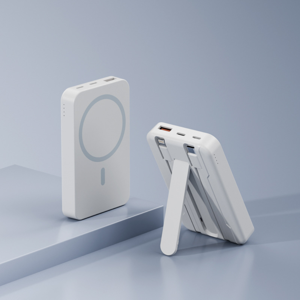 Batterie externe portable magnétique à recharge sans fil avec support