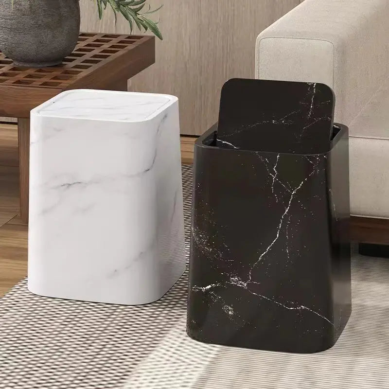 Marble Design Trash Can with Swing Lid