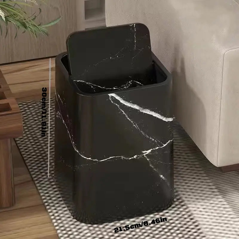 Marble Design Trash Can with Swing Lid