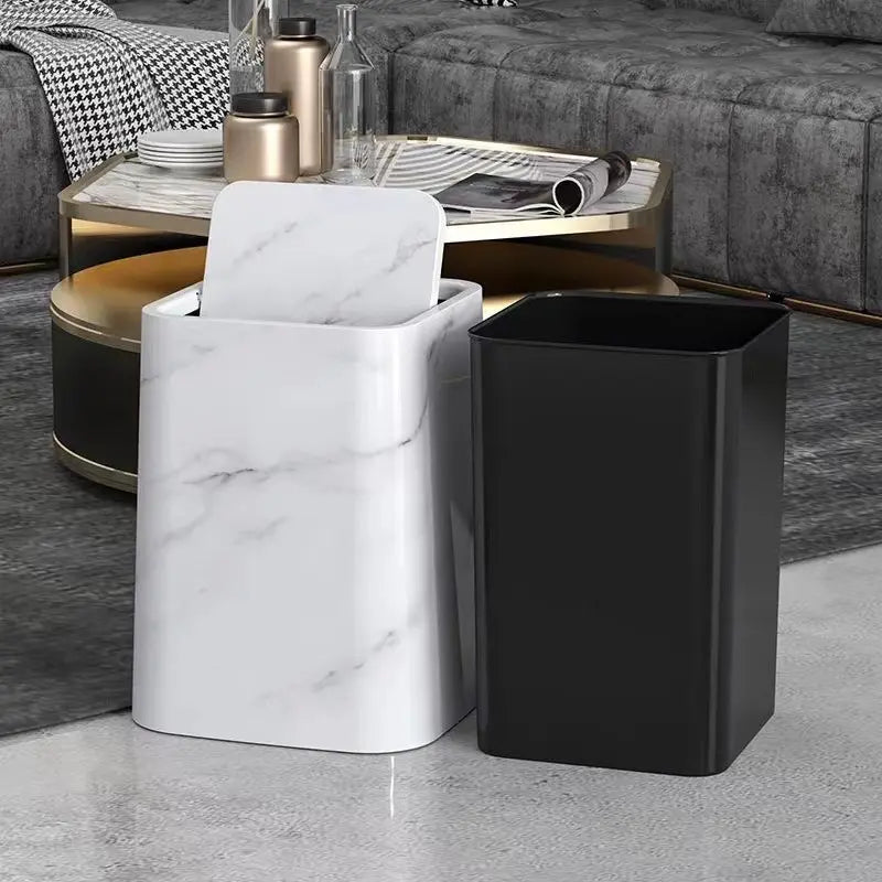Marble Design Trash Can with Swing Lid
