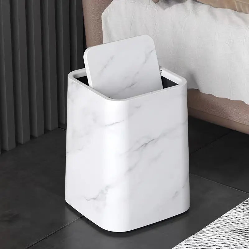 Marble Design Trash Can with Swing Lid