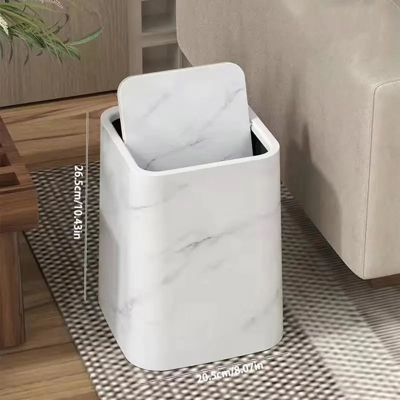 Marble Design Trash Can with Swing Lid