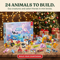 Marine Animal Building Block Advent Calendar, 24 Mini Kits, 12-in-1 Sea Creature