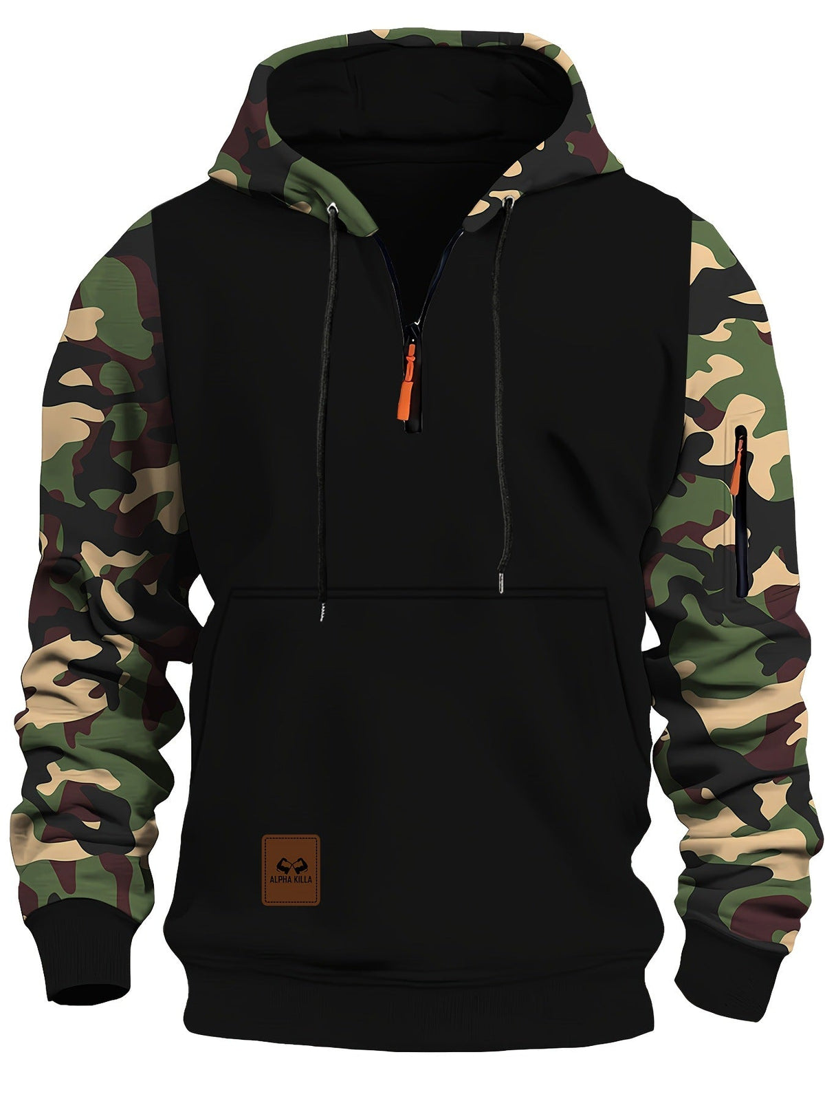 Veste de sport à capuche pour homme avec manches camouflage