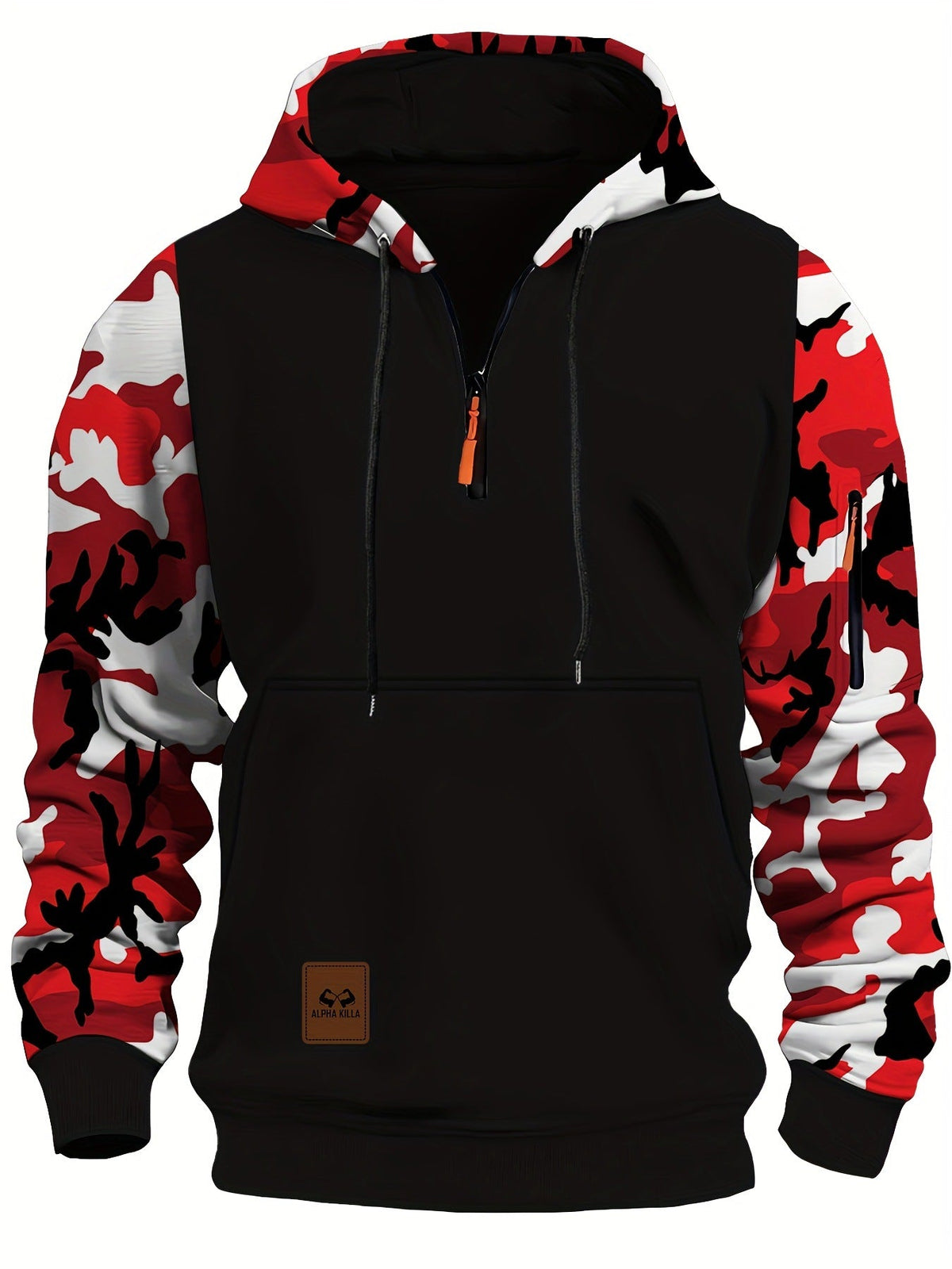 Veste de sport à capuche pour homme avec manches camouflage