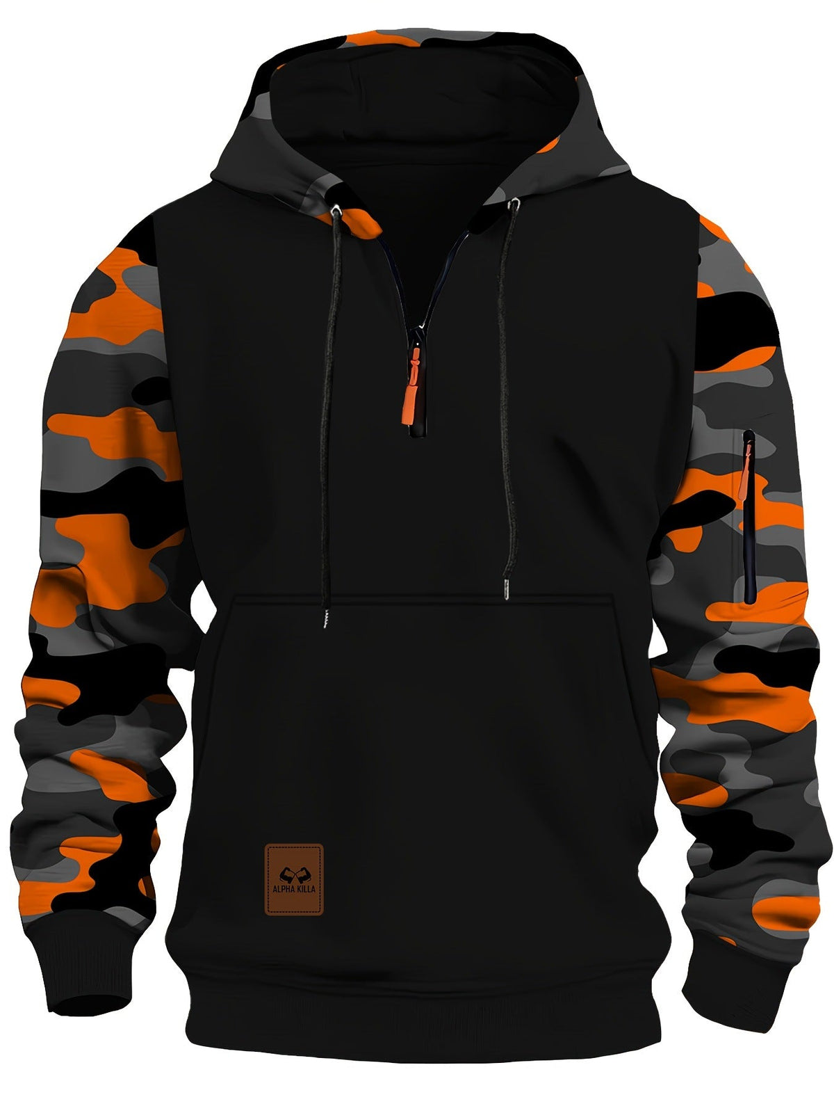Veste de sport à capuche pour homme avec manches camouflage
