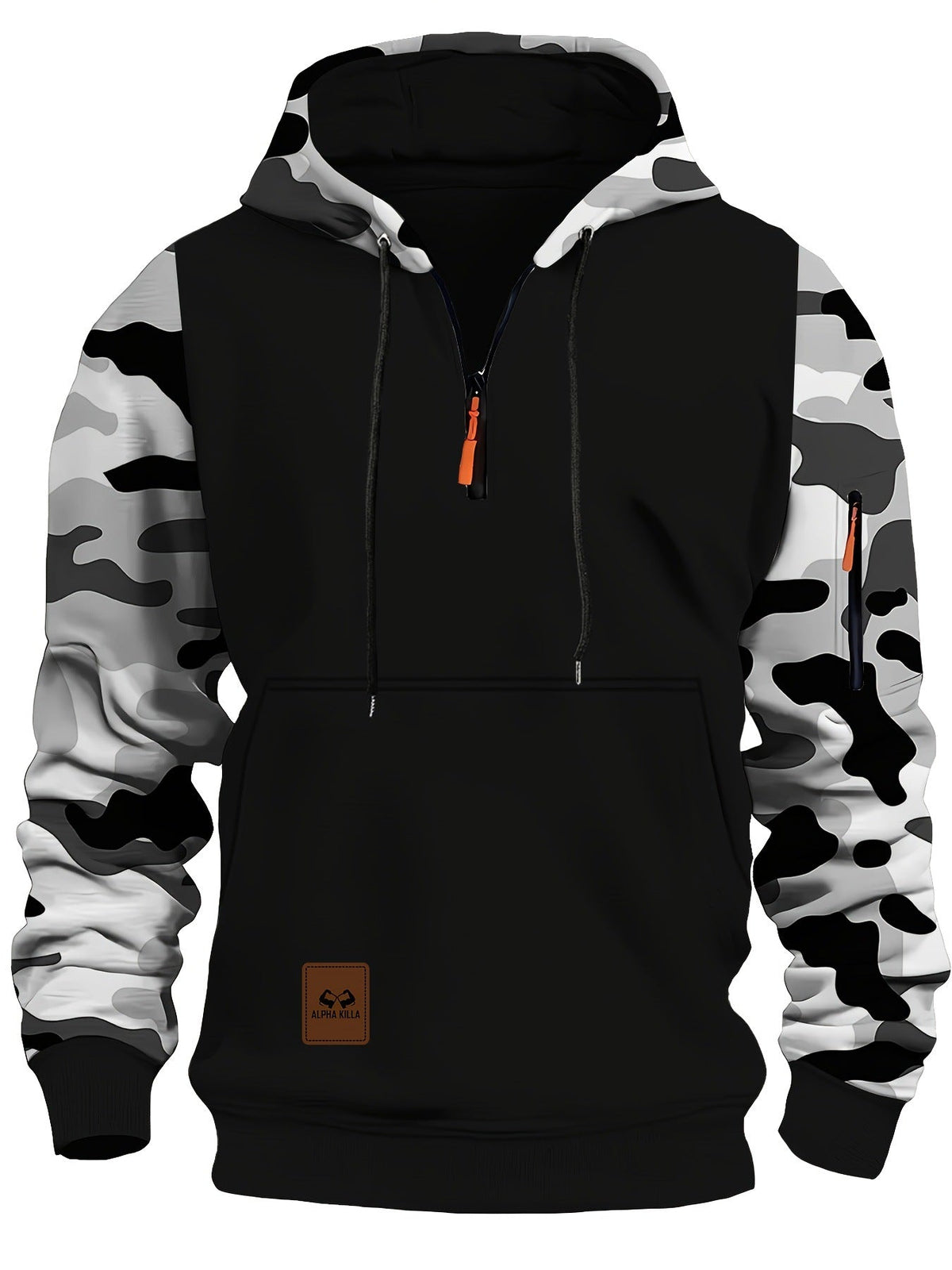 Veste de sport à capuche pour homme avec manches camouflage