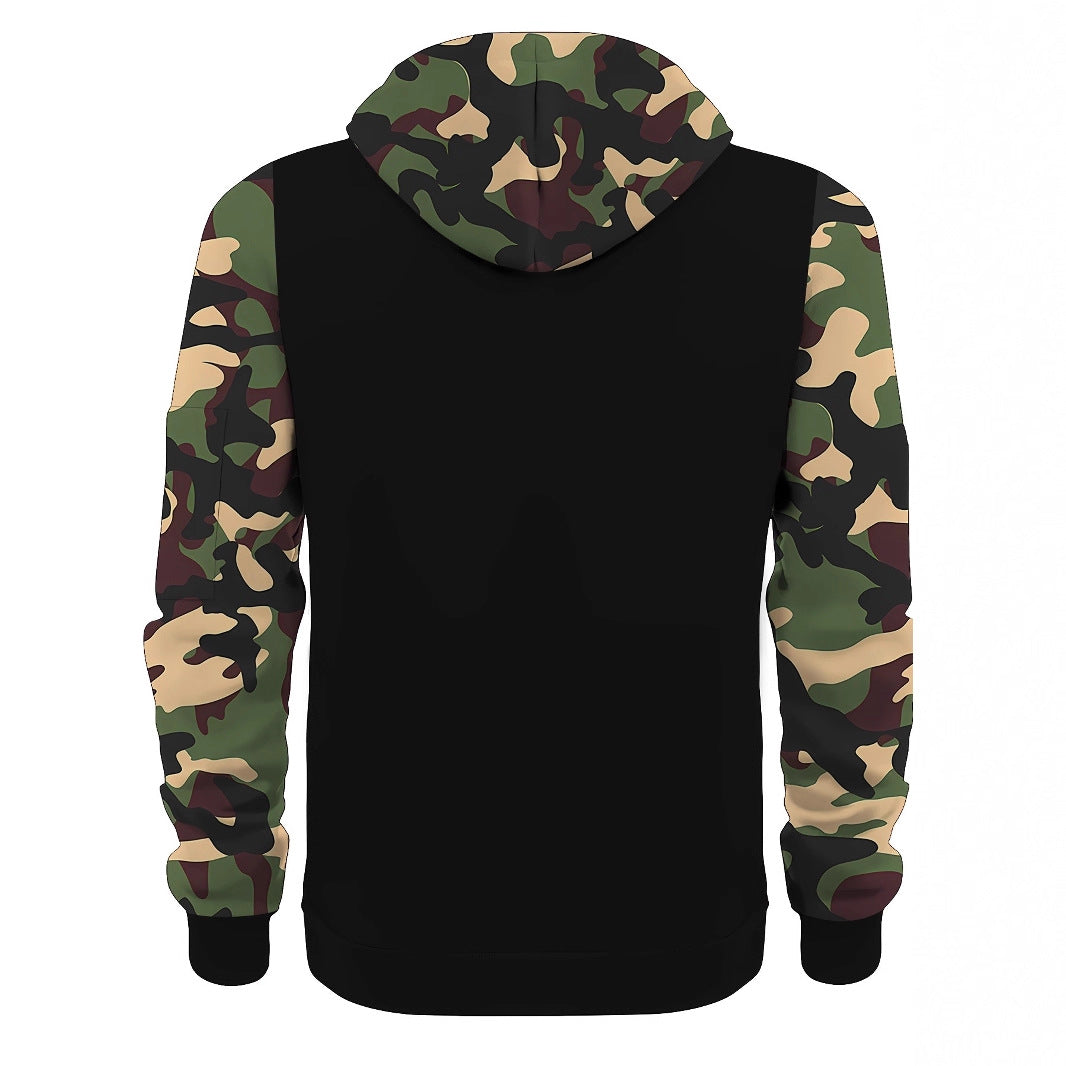 Veste de sport à capuche pour homme avec manches camouflage