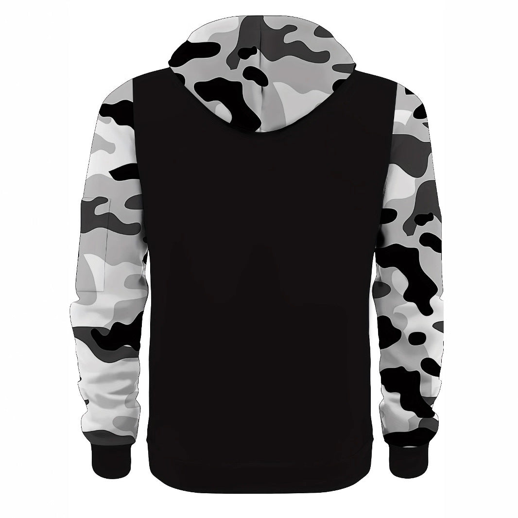 Veste de sport à capuche pour homme avec manches camouflage