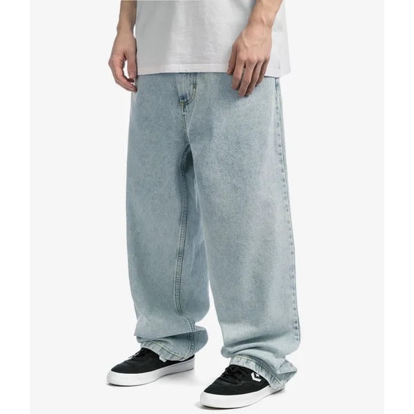 Jean ample et décontracté pour homme, taille basse et jambes larges, avec coutures contrastantes