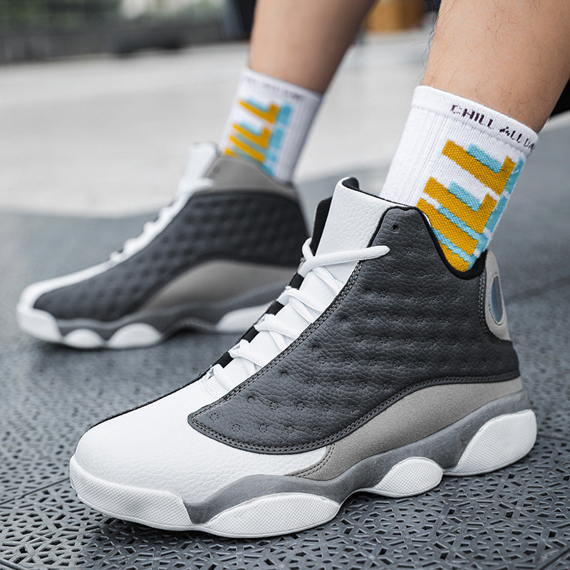 Chaussures de basketball montantes respirantes pour homme, avec amorti et semelles en caoutchouc antidérapantes