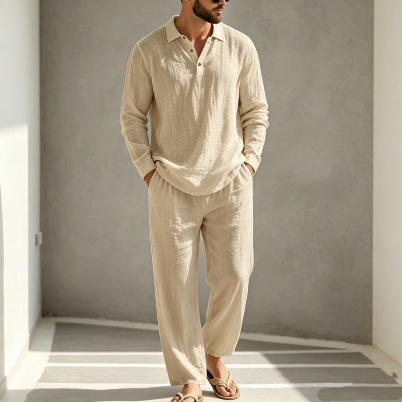 Ensemble de pyjama décontracté en lin pour homme