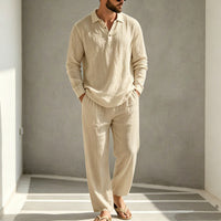 Ensemble de pyjama décontracté en lin pour homme