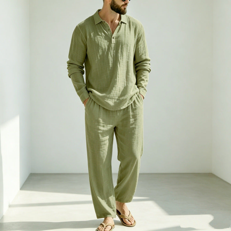 Ensemble de pyjama décontracté en lin pour homme