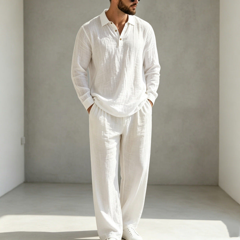 Ensemble de pyjama décontracté en lin pour homme