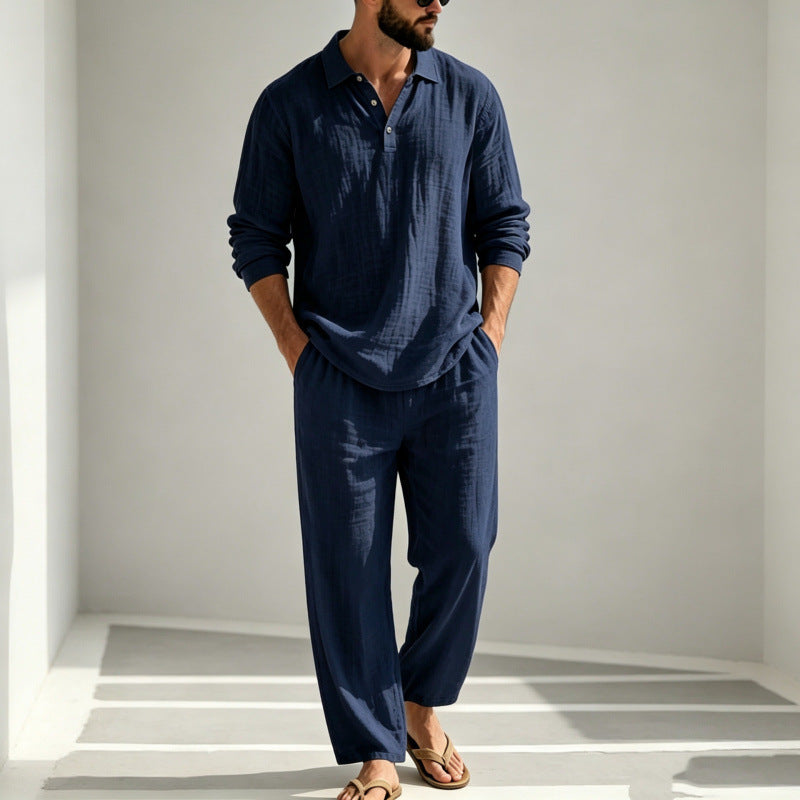 Ensemble de pyjama décontracté en lin pour homme