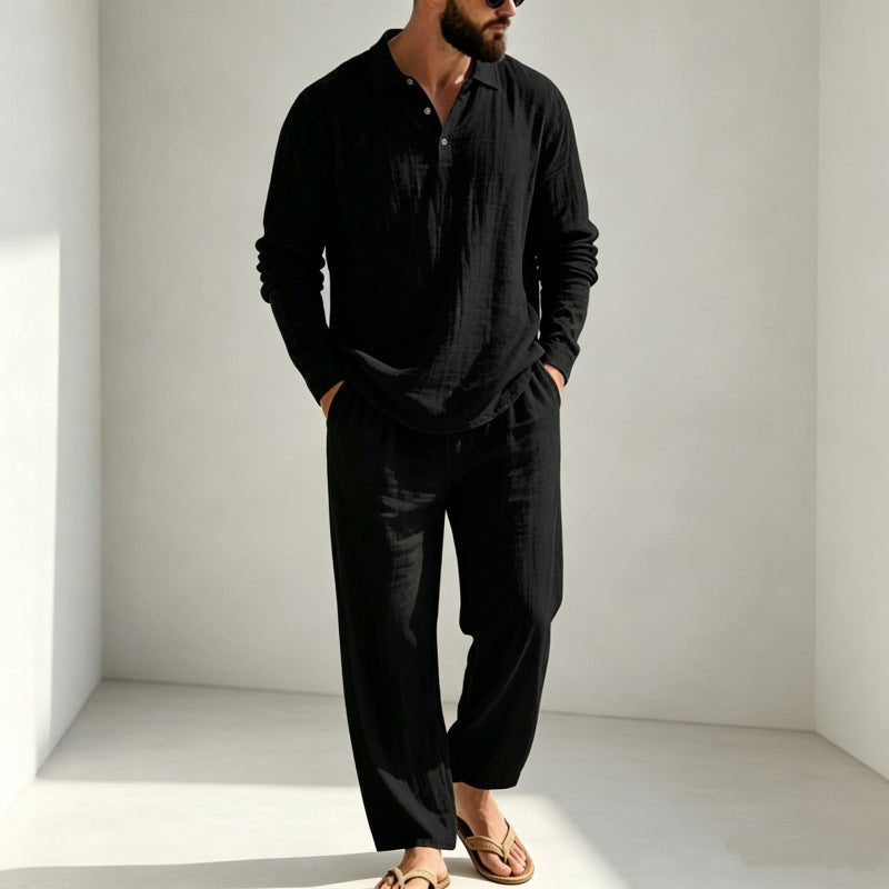 Ensemble de pyjama décontracté en lin pour homme