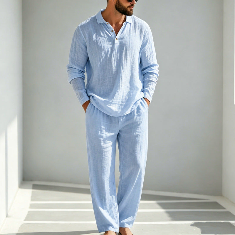 Ensemble de pyjama décontracté en lin pour homme