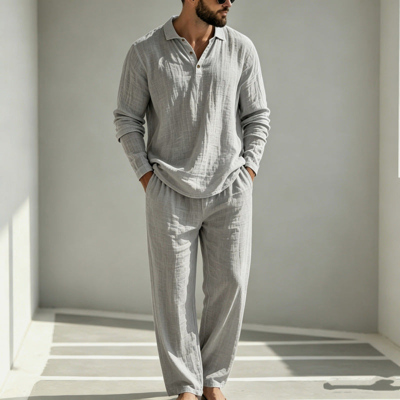 Ensemble de pyjama décontracté en lin pour homme