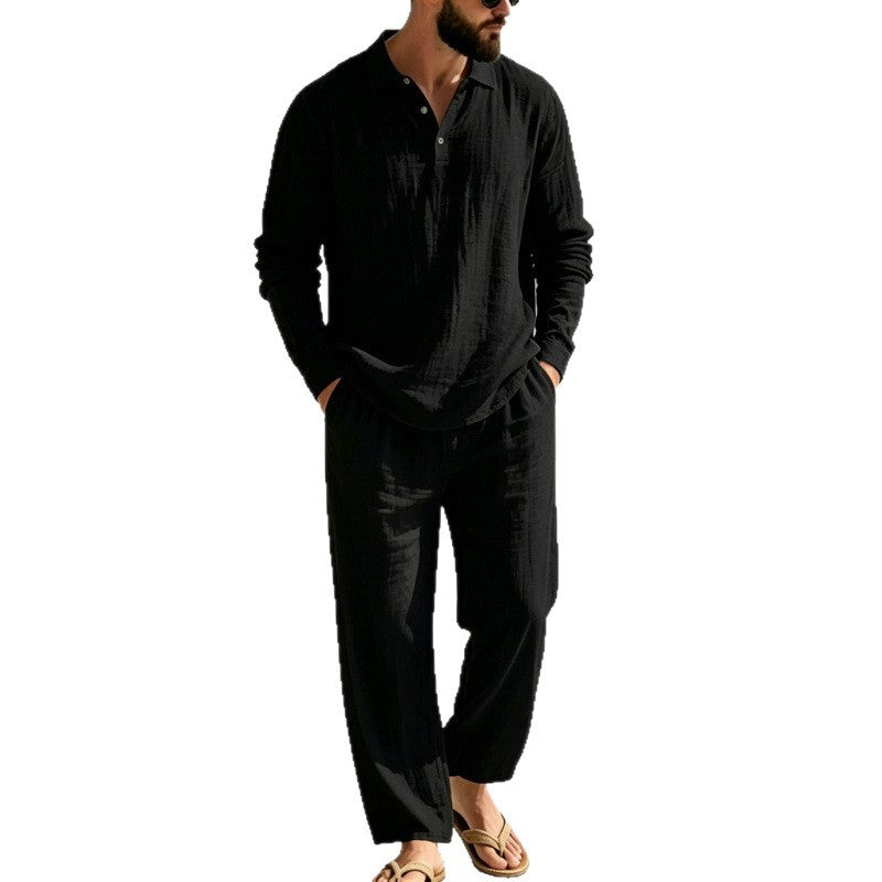 Ensemble de pyjama décontracté en lin pour homme