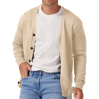 Men's Casual Long-Sleeved V-Neck Knit Cardigan