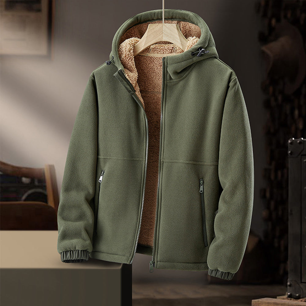 Veste d’hiver décontractée à capuche et fermeture éclair pour homme, avec poches