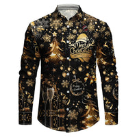 Men's Christmas Shirt with Funny Holiday Print, Spread Collar and White Button-Up Front