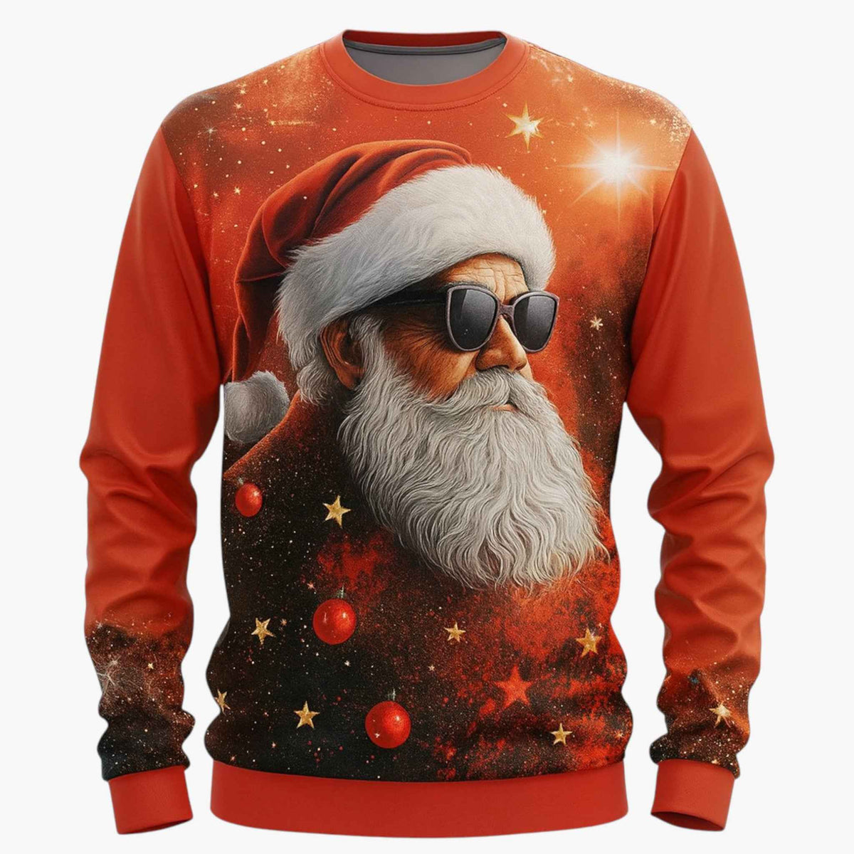 Men's Christmas Sweatshirt | 3D Music Print & Crew Neck | Long-Sleeve Casual Sweatshirt for Winter & Holidays