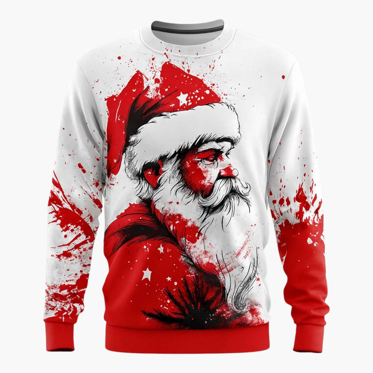 Men's Christmas Sweatshirt | 3D Music Print & Crew Neck | Long-Sleeve Casual Sweatshirt for Winter & Holidays